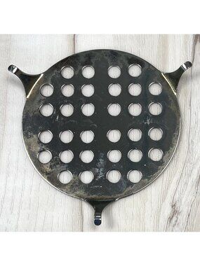 VTG 4" Round Silverplated Lotus Flower Centerpiece Flower Frog Candle Holder EUC